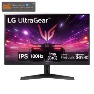 Monitor Gamer LG UltraGear 24” 24GS60F-B IPS Full HD 180Hz 1ms (GtG) NVIDIA® G-SYNC® AMD FreeSync™ HDR10 sRGB 99% HDMI DisplayPort - Imagem 1