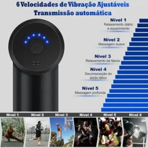 Pistola Massageadora Muscular Profissional Portátil Recarregável Sem Fio 6 Velocidades Massageador Elétrico Corporal Para Alívio de Dores Relaxamento Recuperação Muscular Fisioterapia - Imagem 2