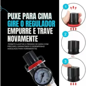 Filtro Regulador Ar Compressor 1/4 Com Manometro E Suporte - Imagem 7