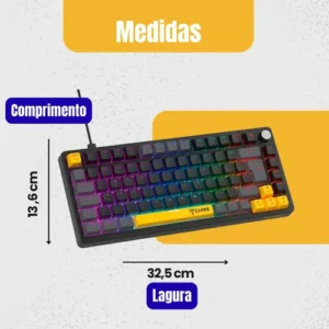 Teclado Mecânico Gamer Pró 75% Azimut Preto Switch Red Knob - Imagem 2