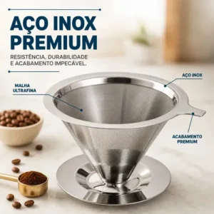 Filtro Permanente Café 103 Aço Inox Reutilizável Coador Universal Malha Fina Lavável Sem Papel Alta Durabilidade Premium - Imagem 6