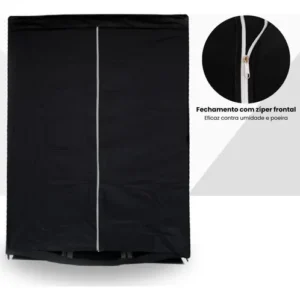 Guarda Roupa Dobrável Organizador Portátil Armário Grande Cor Preto - Imagem 6