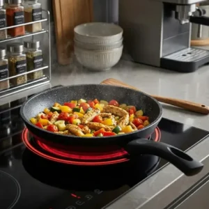 Frigideira De Indução Cerâmica Não Gruda Antiaderente Frita Sem Óleo Grande Fogão A Gás Indução Cooktop Elétrico Panela 24cm Preto Pítia - Imagem 9