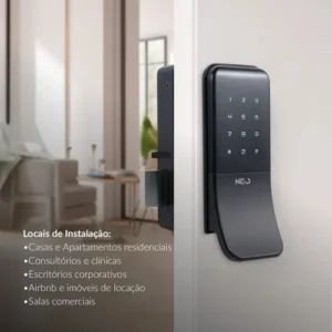 Fechadura Digital Inteligente Stark Sobrepor Wi-FI Biometria Preto Cod: 360535871 Neo Avant - Imagem 9