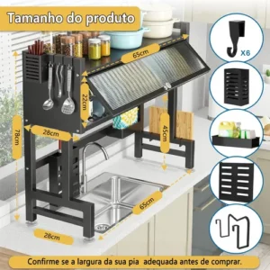 65cm Escorredor De Pratos E Tigelas Multifuncional Suspenso - Imagem 3