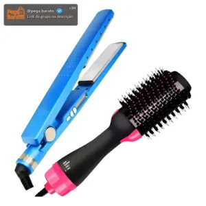Kit Prancha Chapinha + Escova Secadora Alisadora Modeladora - Imagem 1
