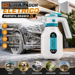 Pulverizador Elétrico Borrifador Portátil Alta Pressão Para Lavagem Automotivo E Limpeza Doméstica Detalhamento Jardim Uso Geral Cor Branco - Imagem 1