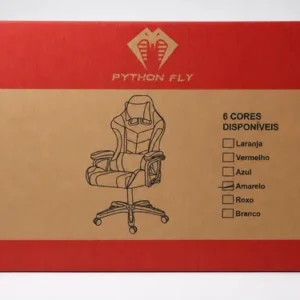 Cadeira De Escritório Gamer Python Fly Ergonômica Estofado Couro Sintético Reclinável Altura Ajustável Cor Amarelo - Imagem 8