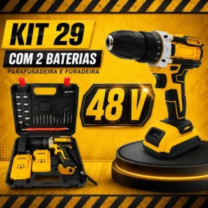 Parafusadeira Furadeira 48v Profissional 2 Baterias Sem Fio - Imagem 3