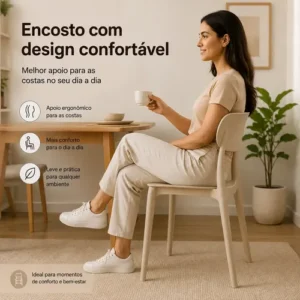 Kit 4 Cadeiras Sala Jantar Pretas Empilháveis Modernas - Imagem 5