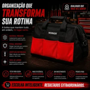 Bolsa De Ferramentas Grande Reforçada 12 E 6 Bolsos Externos - Imagem 4