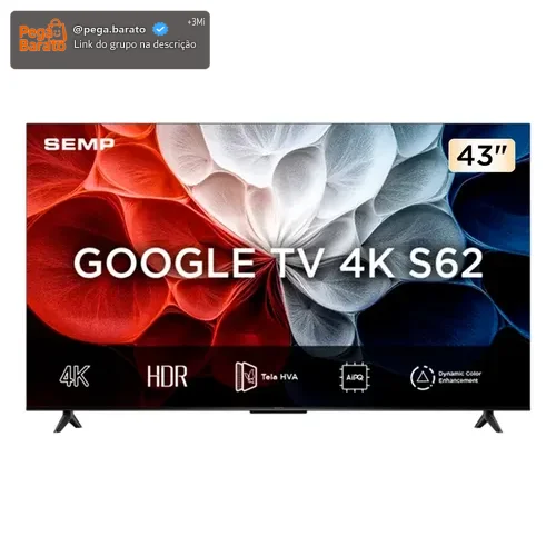 Smart Tv Semp 43'' 4k Ultra Hd Led Google Tv Hdr10+ 43s62