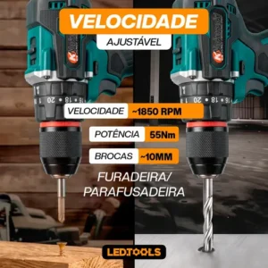 Furadeira Parafusadeira Impacto 60v A Baterias E Maleta - Imagem 4