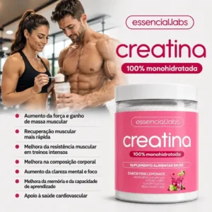 CREATINA MONOHIDRATADA 100% Pura - Sabor Pink Lemonade - 300g - Imagem 5
