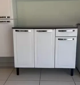 Balcão de Cozinha Itatiaia Aço 3 Portas 1 Gaveta Com Tampo de 105 CM Modelo Rose Branco Neve - Imagem 12