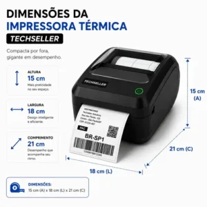 Impressora Térmica Etiquetas Ecommerce 108mm USB Bivolt 110v e 220v Monocromática Com Destacador + 15 Etiquetas de Brinde Techseller - Imagem 13