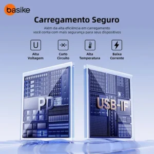 Carregue todos com um só: Basike GaN 30W Turbo Vórtice, 5 portas USB A+C, cabo Type-C 1,5m incluso, bivolt, carregamento rápido para iPhones e Androids. - Imagem 9