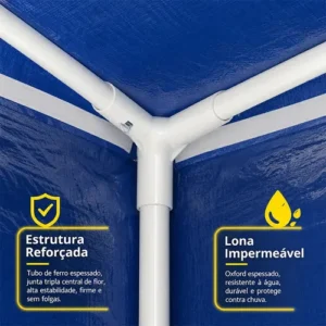 Tenda Gazebo 3x3 Sanfonada Praia Camping Eventos Azul - Imagem 8