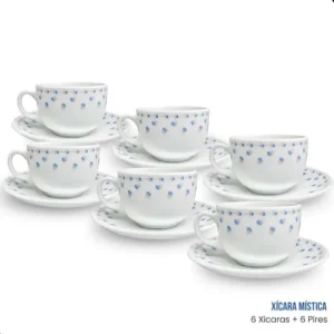 Conjunto 12 Peças Xícaras 150ml Com Pires Para Café E Chá - Imagem 4
