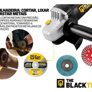 Esmerilhadeira Lixadeira Angular Bte750 4.1/2 750w Com Discos 4.1/2 The Black Tools - Imagem 6
