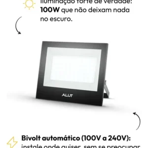 Kit 10 Refletor Led 100w 6500k Bivolt A Prova D'água Alut - Imagem 4