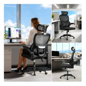 Cadeira de Escritório Ergonômica FivDaily C600 Preta, com Apoio de Cabeça e Suporte Lombar - Imagem 10