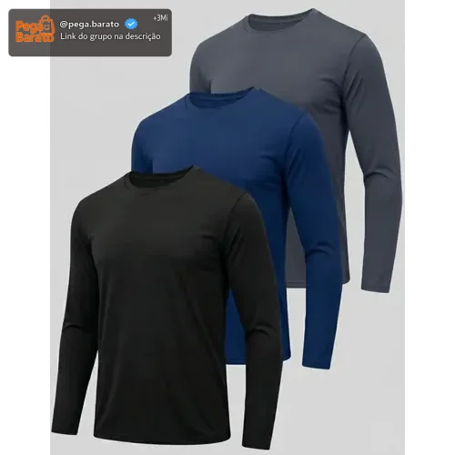 Kit 3 Camiseta Dry Fit Manga Longa Proteção Uv Segunda Pele