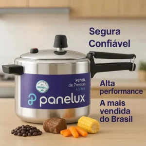 Panela de Pressão 4,5L Panelux Classic Alumínio Polido Inmetro Alça Ergonômica Fogo Médio - Imagem 6