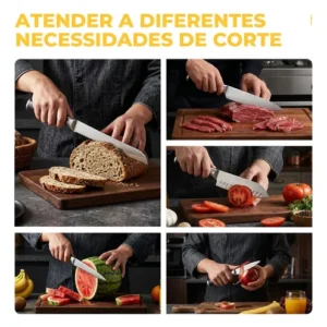 Conjunto De Facas Profissional Cozinha Premium Inox 5 Peças - Imagem 7