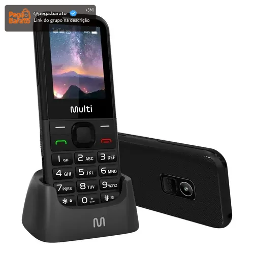 Celular Idoso Multi Vita 4g Com Base Carregadora Dual Chip Botão Sos Radio FM Mp3 - P9225