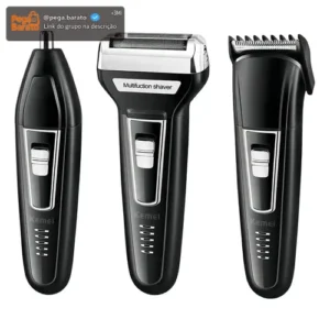 Máquina de Cortar Cabelo 3 em 1 Aparador de Pelos Nariz e Orelhas Kemei KM-6558 - Imagem 1