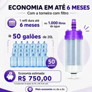 Torneira com Filtro para Cozinha Bica Flexível Móvel Em Abs Carbon Block Purificador De Agua Com Refil Instalado Registro 1/4 de Volta Gourmet Parede Luxo Chuveirinho 2 Modos de Jatos - Imagem 11