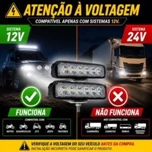 Kit 2 Farol De Milha Led Mini Barra 6 Leds 18w 12v - Imagem 7