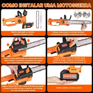 Motosserra Elétrica Brushless 12 Polegadas C/2 Baterias 48v - Imagem 8