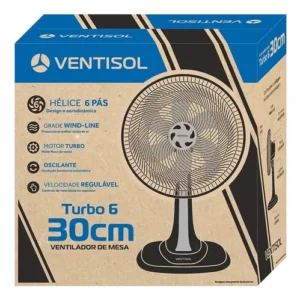 Ventilador Oscilante De Mesa Ventisol Turbo Premium 52w 30cm 6 pás Preto - Imagem 5