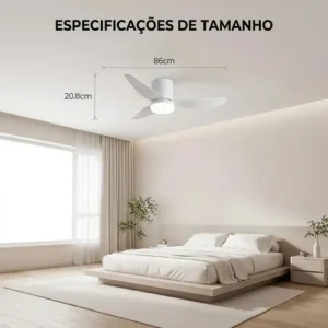 Ventilador De Teto Com Luz Led Silencioso Controle Remoto 86 Cm 50hz/60hz Branco Abs 3 - Imagem 9