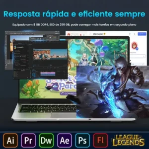 Notebook Intel Celeron, 8 GB de RAM, 256 Gb, SSD, Windows 11, 14 polegadas, prata - Imagem 10