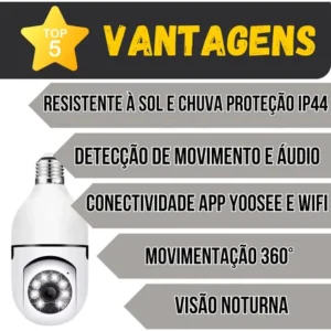 Câmera Lâmpada De Segurança Wifi Ip App Yoosee Visão Noturna - Imagem 3