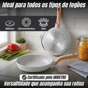 Jogo De Panelas Antiaderentes 10 Peças Indução E Utensílios Cinza - Imagem 4
