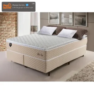 Cama Box King Size Alford 193x203x66 Bege C/ Molas Ensacadas - Imagem 1