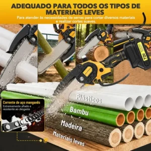 Motosserra Eletrica Portatil 6 Polegadas, 2 Baterias, 600W 3000rpm Potente Mini Moto Serra Profissional com Maleta - STARMEGA - Imagem 4