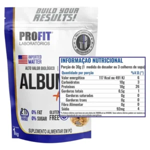 Suplemento Em Pó Profit Labs Albúmina Sabor Paçoca Em Refil De 1000g - Imagem 3