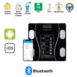 Balança Digital Com Display Lcd Bluetooth Bioimpedância App Cor Preto - Imagem 4