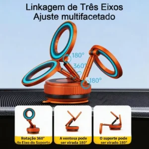 Suporte Celular Carro Magnético Rotativo 360dobrável Ventosa - Imagem 7