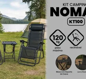 Kit Camping 2 Cadeiras Espreguiçadeira Reclinável + Mesinha - Imagem 4