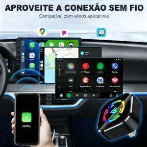 Adaptador Android Carplay Auto Wireless Bluetooth/ Wi-fi 2 Em 1 Voz Inteligente Usb-c - Imagem 7