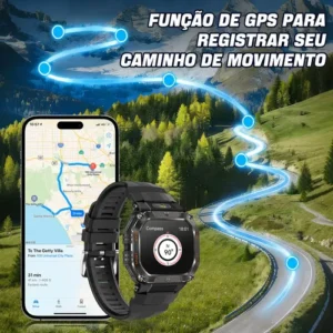 Smartwatch Relógio Inteligente Gps Chamadas Bluetooth Novante Masculino Feminino Moda Esportivo Digital Preto Ipx8 Água Tela Hd 1.83 480mah Android Ios Notificações Instantâneas Com Lanterna Bússola - Imagem 3