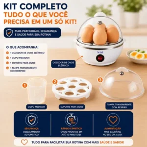 Cozedor De Ovos Elétrico Portátil Automático Panela Elétrica Prática Rápida Máquina De Cozinhar Até 7 Ovos E Legumes Á Vapor Utensílio De Cozinha Fácil Limpeza Econômico Cor Azul Marca Navi - Imagem 3