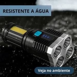 Lanterna Tática LED Militar 4 Leds Super Potente Alto Brilho Longo Alcance Recarregável USB Zoom Profissional Resistente Água Uso Tático Camping Emergência Uso externo Lanterna 4 Led Longa Autonomia - Imagem 6