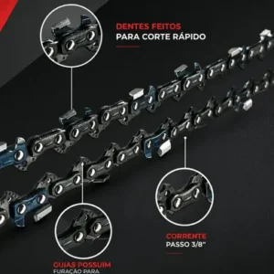 Kit 2 Corrente 25 Dentes Para Motosserra Stihl Ms162 170 172 180 182 210 212 230 250 E 025 Compatível Com Sabre Saibro 14" Polegadas Nikamaq - Imagem 2
